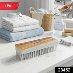 Cloth Washing Scrub Brush Ð Heavy-Duty Nylon Bristles & Wooden Handle