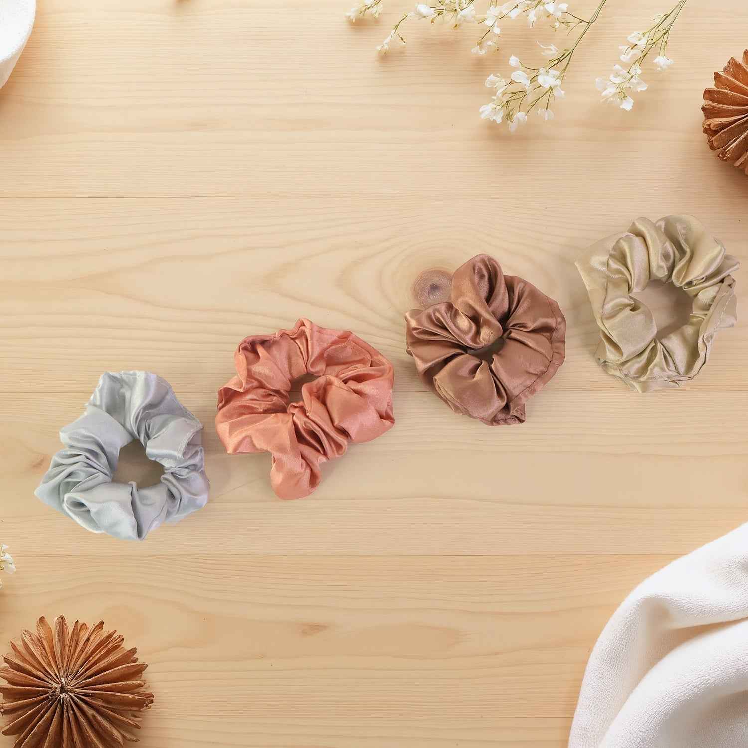 Satin Hair Scrunchies 12 Pc – Soft, Gentle Elastic Hair Ties