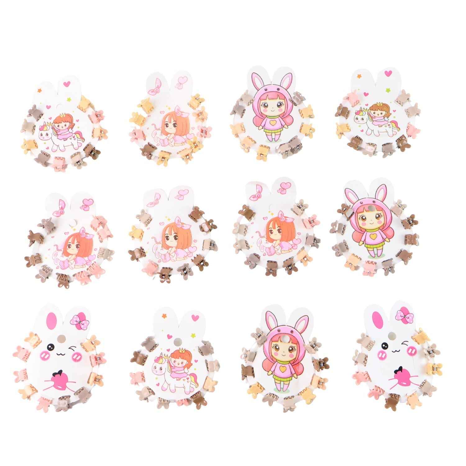 Mini Claw Hair Clips – 120-Piece Pastel Bear Set for Girls