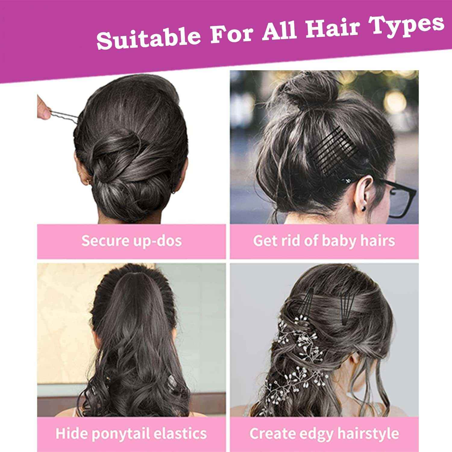 Big Black Hair Bobby Pins – Strong Non-Slip Grip Set of 24