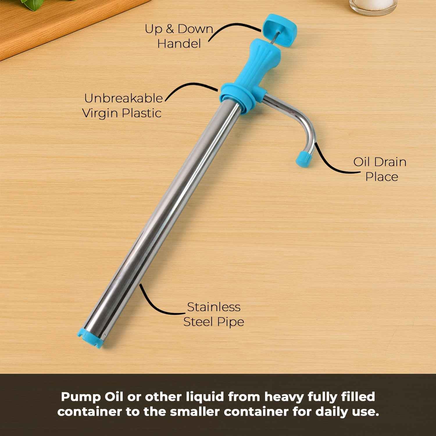 Oil Pump Dispenser – Manual Stainless Steel Kitchen Tool