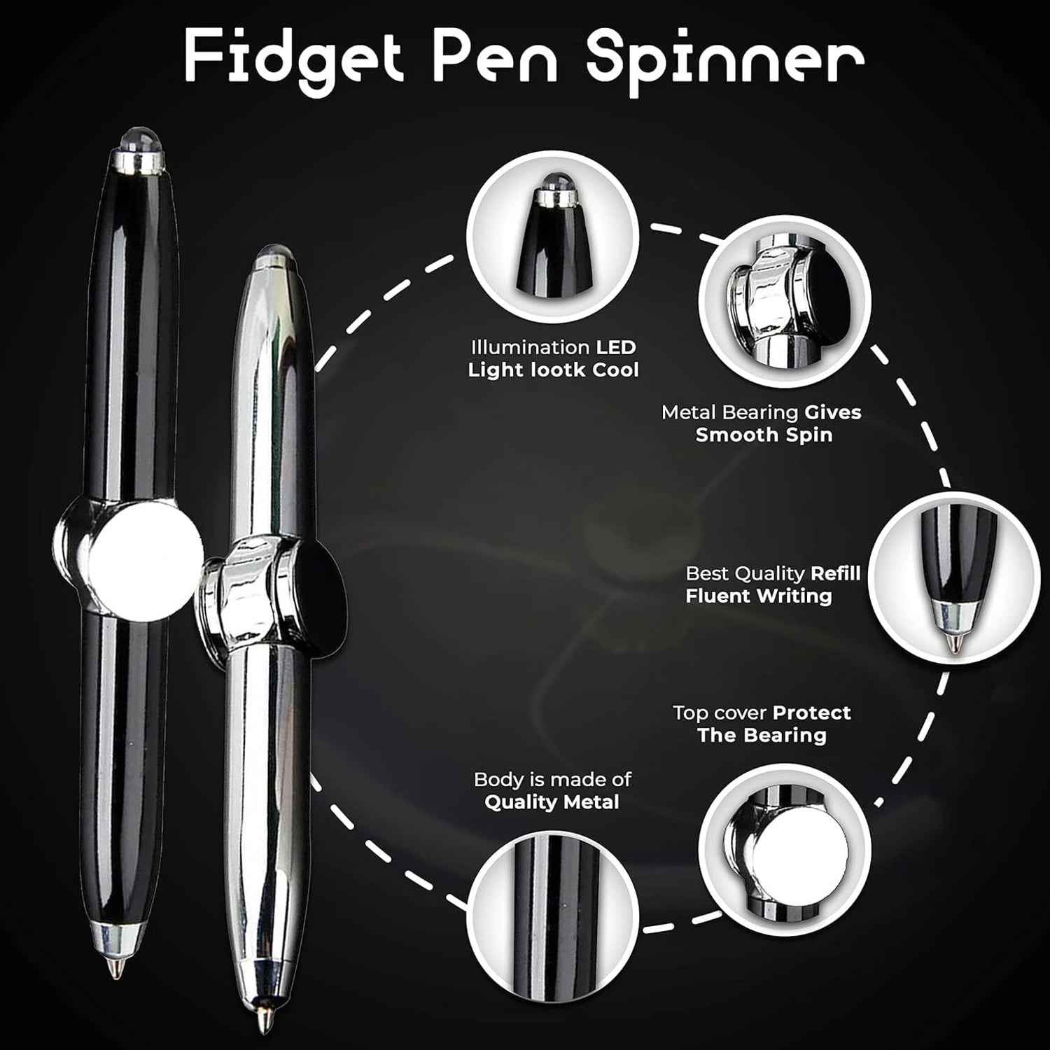 Multifunction Spinner Pen Ð Stress Relief & Writing with LED light