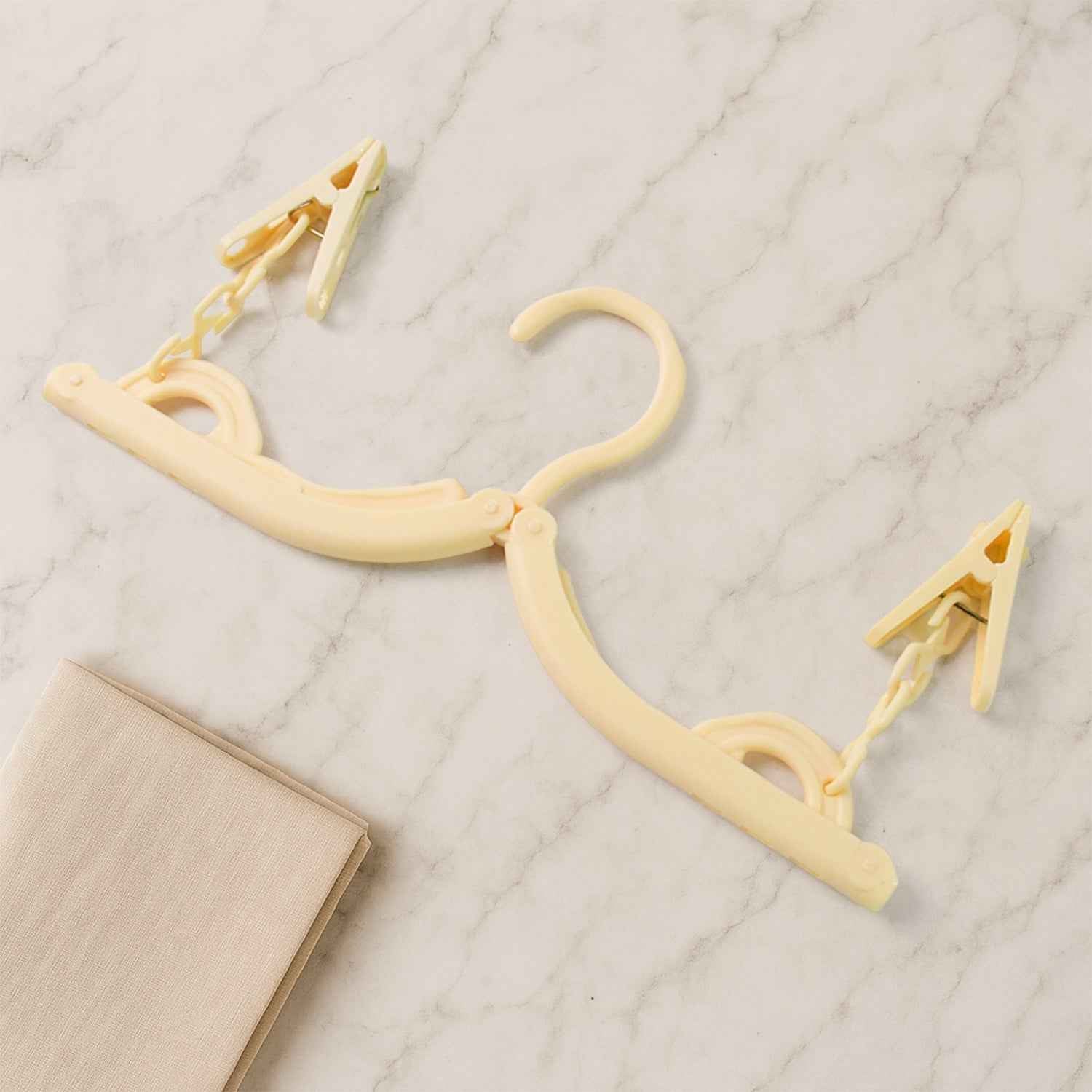 Foldable Cloth Hanger with Dual Clips – Space-Saving Laundry Organizer