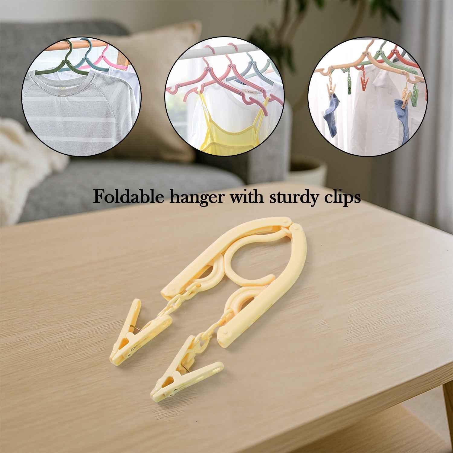 Foldable Cloth Hanger with Dual Clips – Space-Saving Laundry Organizer