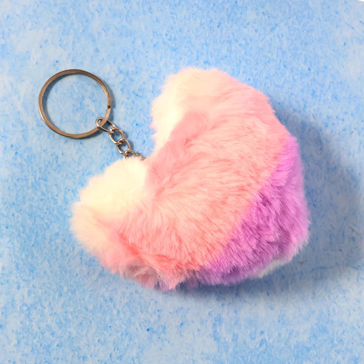 Plush Heart Keychain – Soft & Durable Pink Purple Accessory