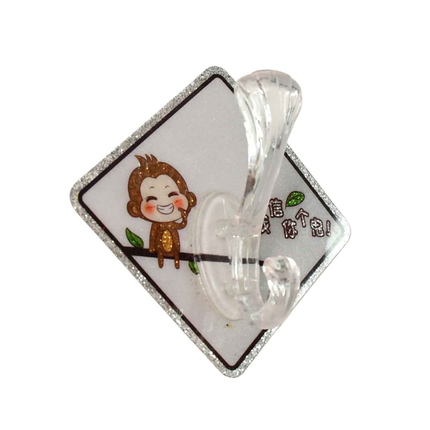 Cartoon Print Transparent Wall Hook – Waterproof Self-Adhesive