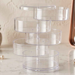 5 Layer Rotating Jewelry Storage Box Organizer for Rings Earrings Watches (1 Pc)