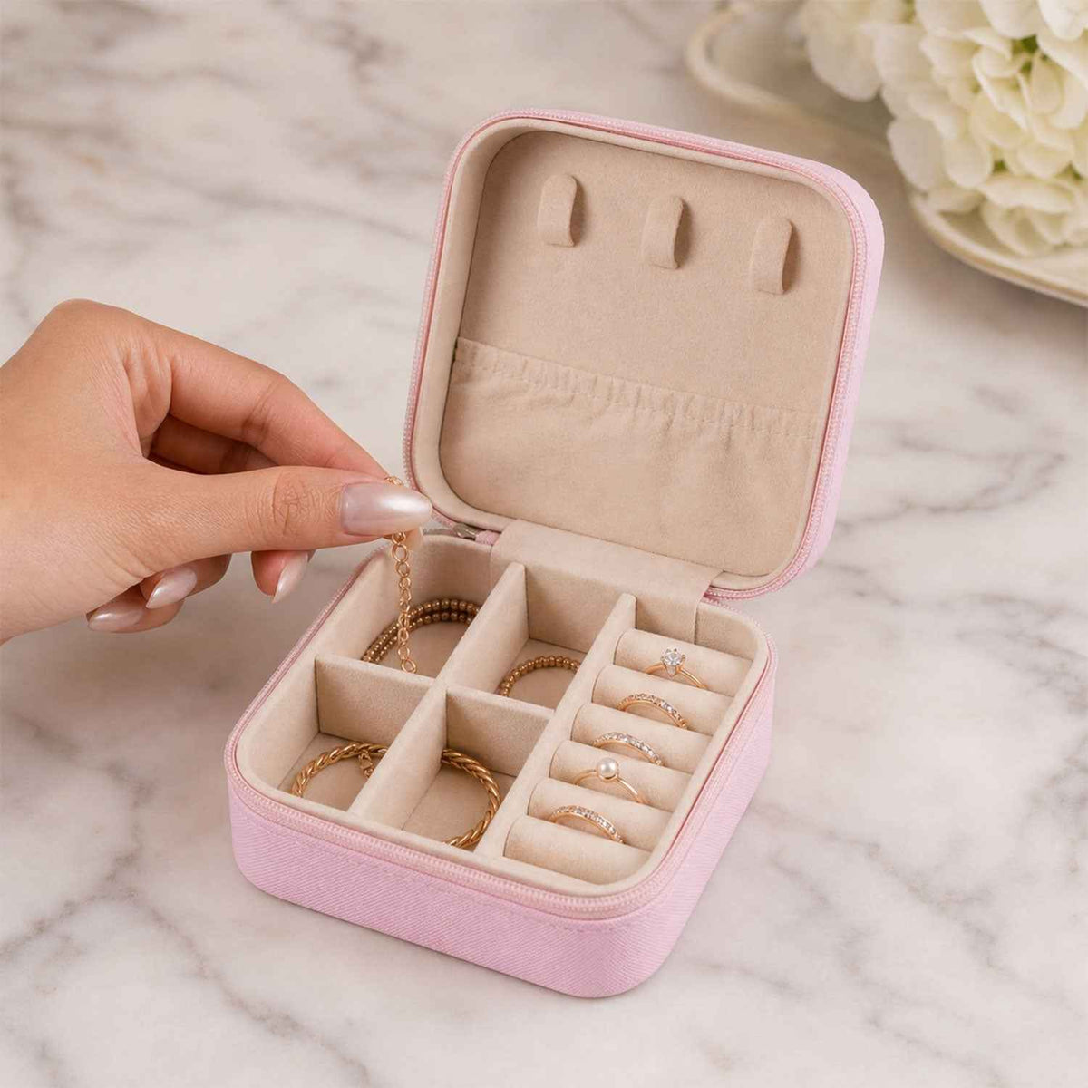 Travel Jewellery Box – Portable PU Leather Organiser | LilyGleam