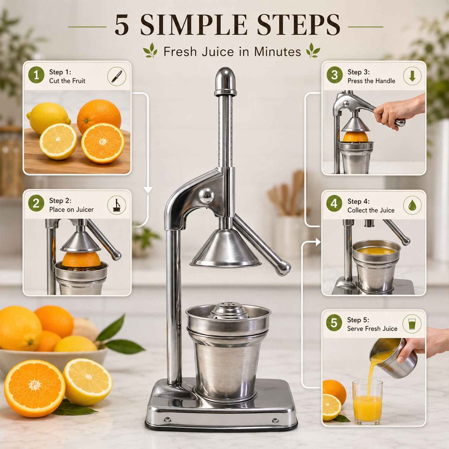 Citrus Juicer Ð Heavy Duty Manual Press for Maximum Extraction