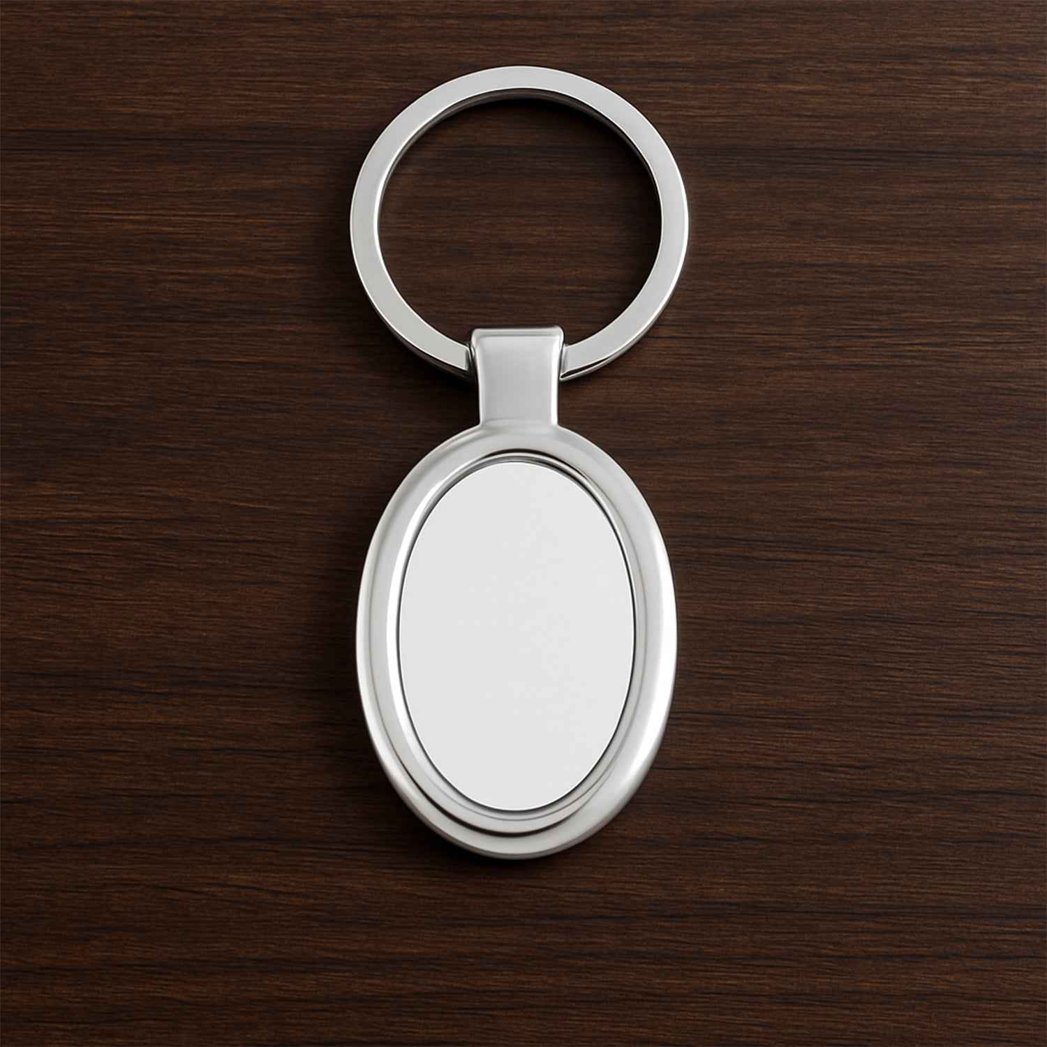 Oval Shape Metal Keychain – Durable Stylish Chrome Finish