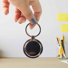 Round Metal Keychain – Durable Chrome Finish with Black Center