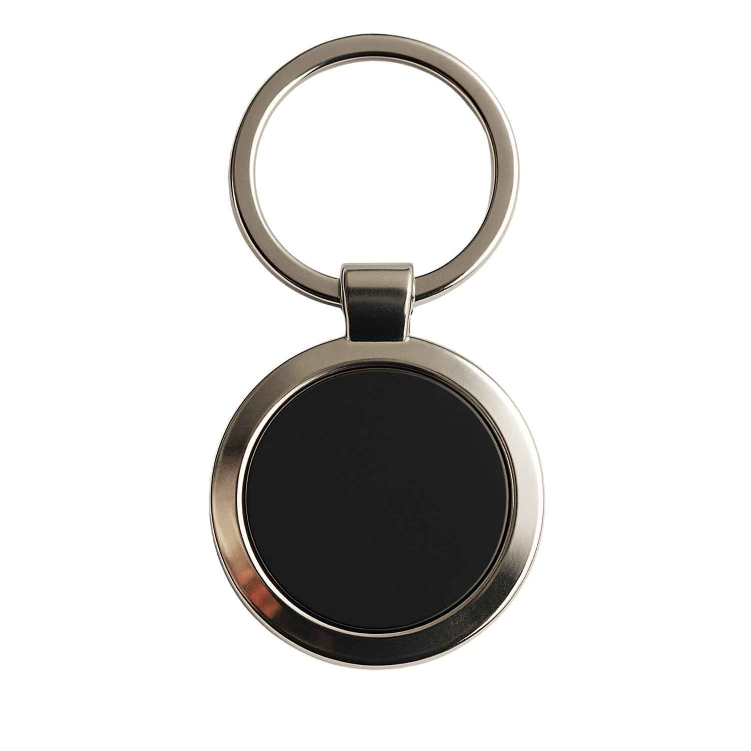 Round Metal Keychain – Durable Chrome Finish with Black Center