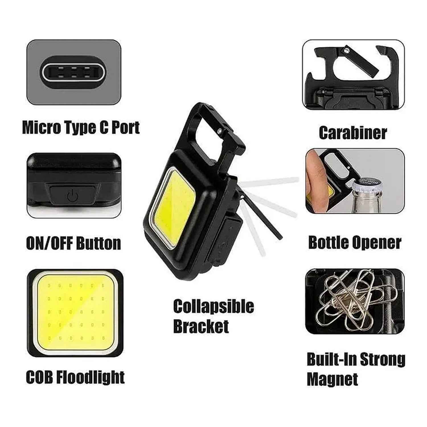 Rechargeable Keychain Flashlight – 4 Light Modes, Magnetic Base | Vastate