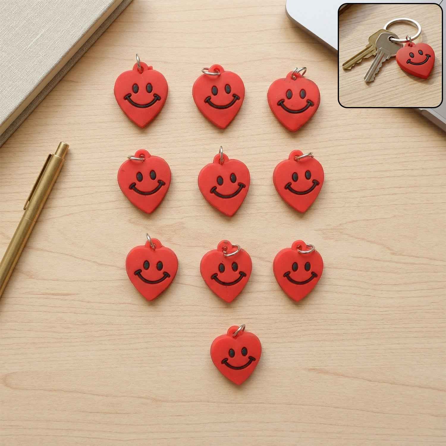 Heart-Shaped Smile Keychains – Vibrant & Durable Accessory Set
