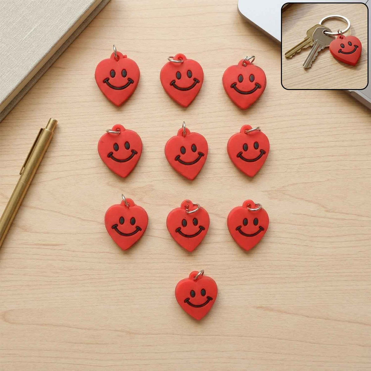 Heart-Shaped Smile Keychains – Vibrant & Durable Accessory Set