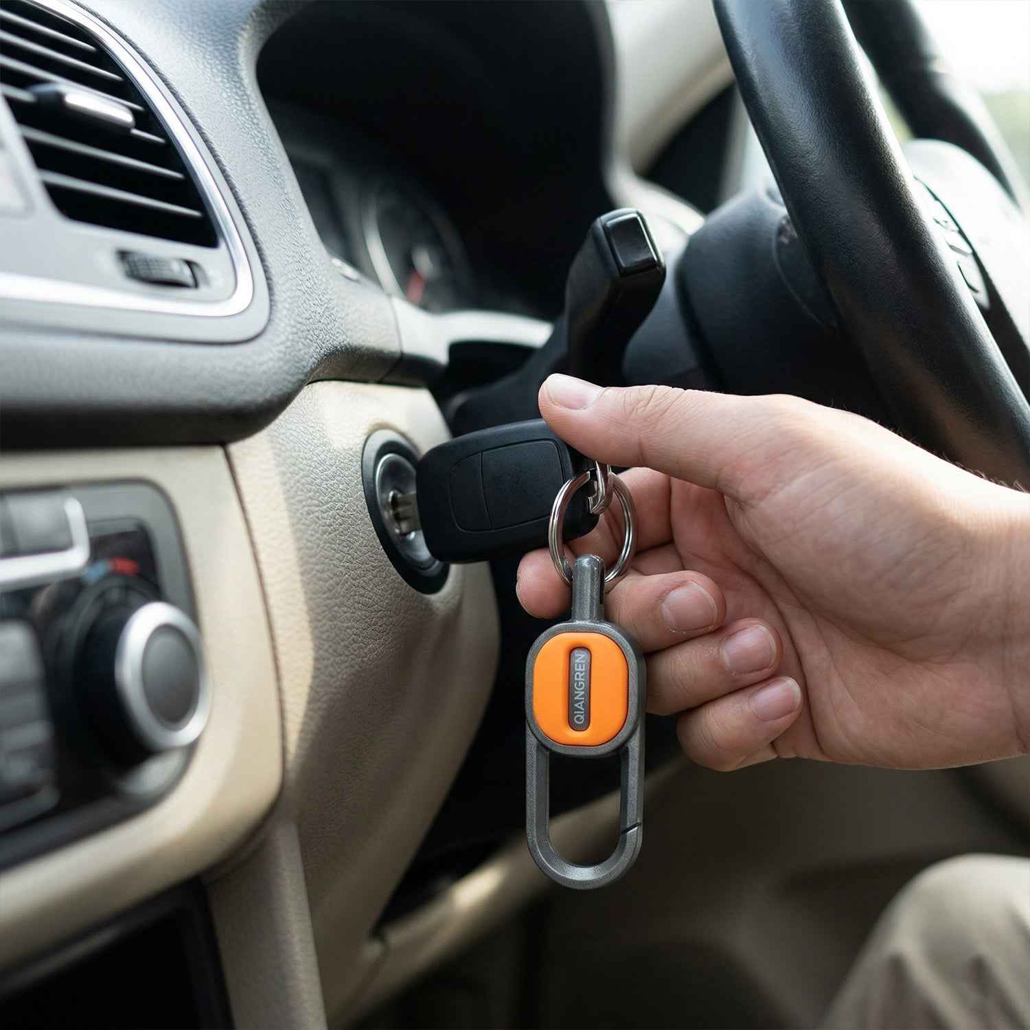 Heavy Duty Push Lock Metal Keychain – Secure Dual Ring Design