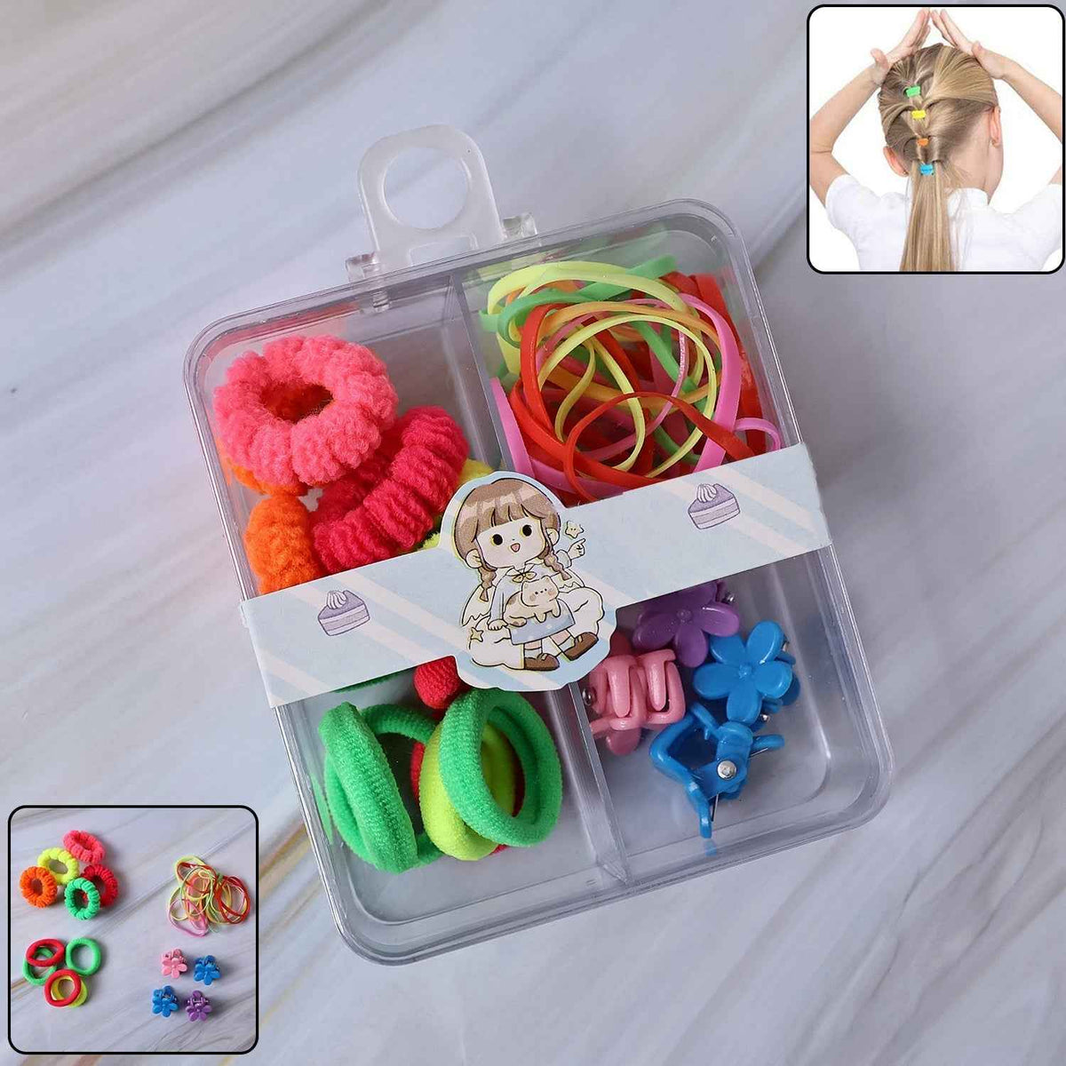 Kids Hair Accessories Set – Vibrant Mix with Storage Box