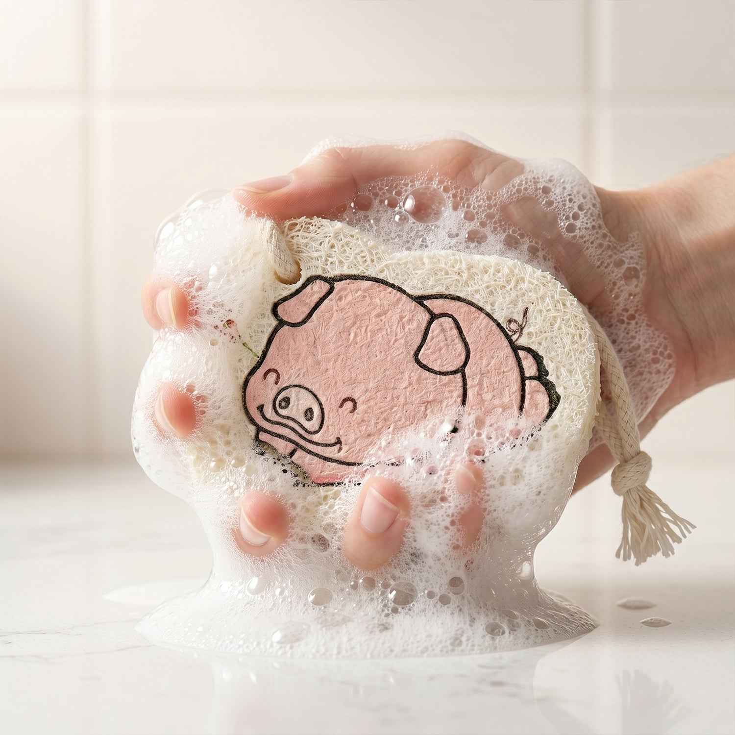 Bath Scrubber Sponge – Cartoon Print for Kids & Adults | Velvet Wipe