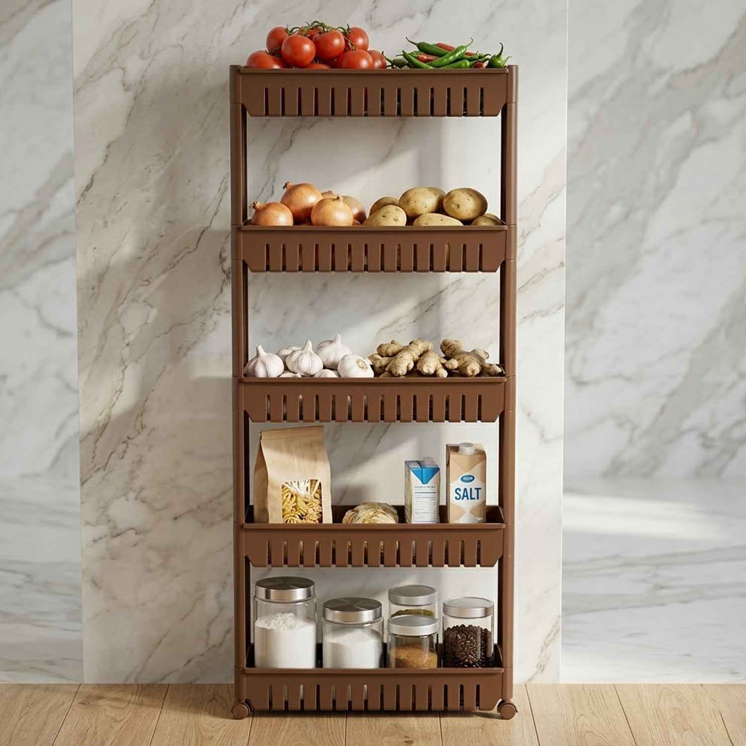 Kitchen Storage Rack – Space-Saving Multi-Tier Organizer with Wheels