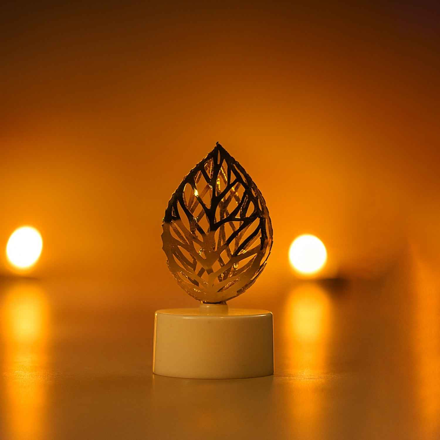 Leaf Shaped Flameless LED Candles – Elegant Decorative Set of 12