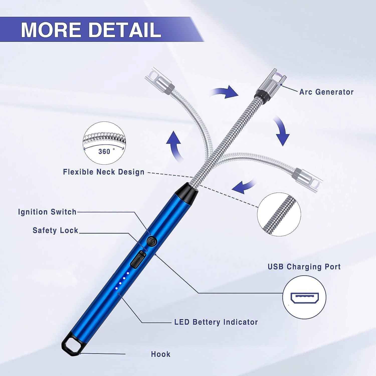 Electric Arc Lighter – USB Rechargeable with 360° Flexible Neck