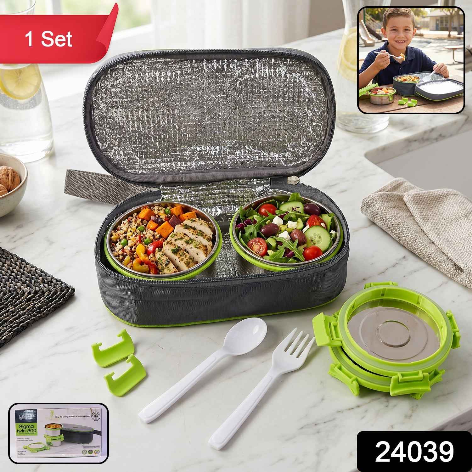 Stainless Steel Lunch Box Set Ð Durable & Leakproof with Carry Bag