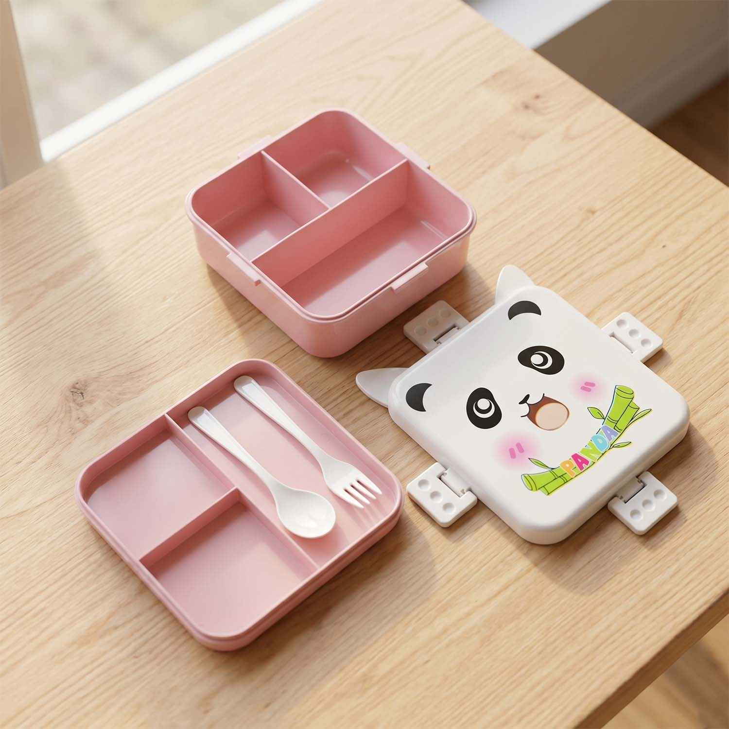 Kids Lunch Box with Compartments Ð Panda Design & Utensils for School & Travel