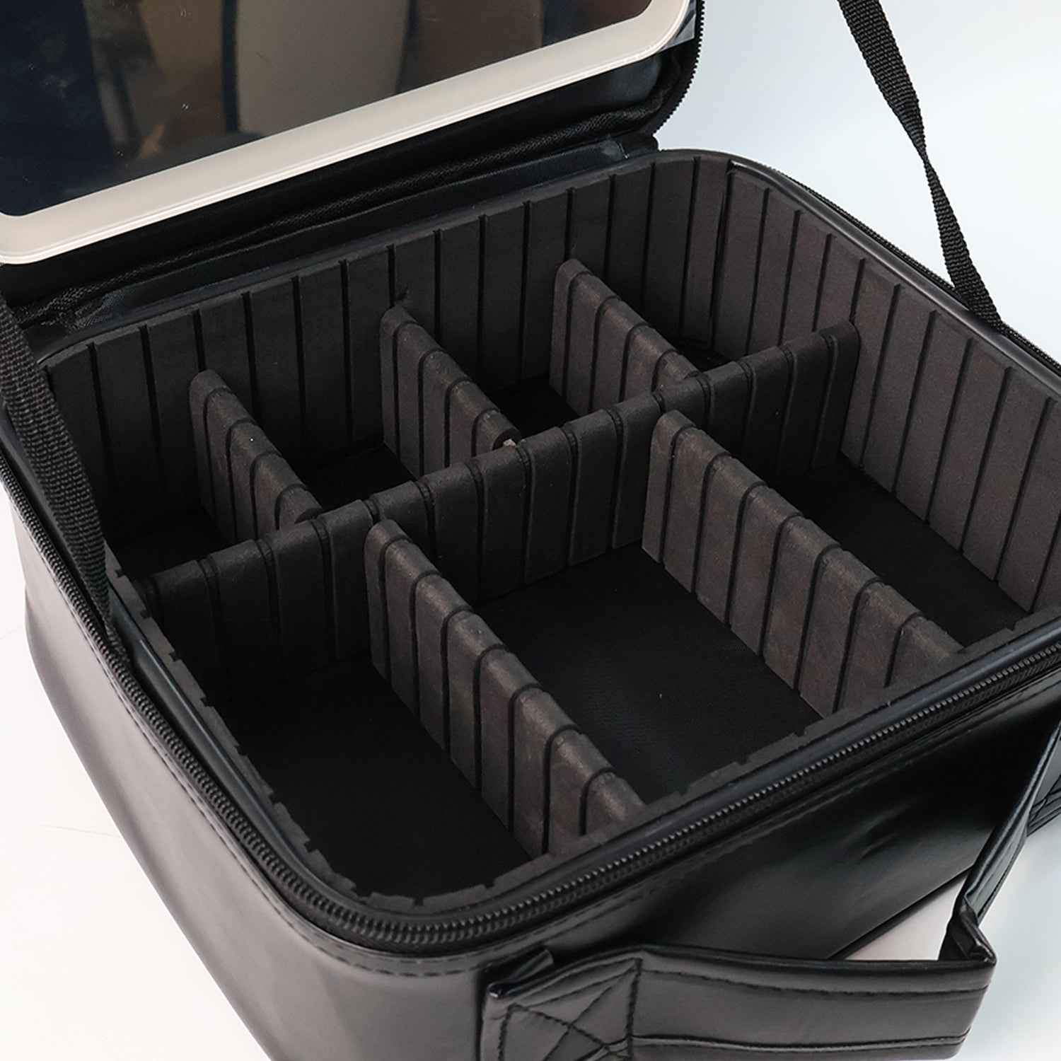 LED Light Makeup Organizer Box – Portable Cosmetic Storage with Mirror