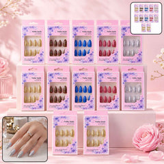 Glitter Press-On False Nails – Reusable Glossy Mix Designs