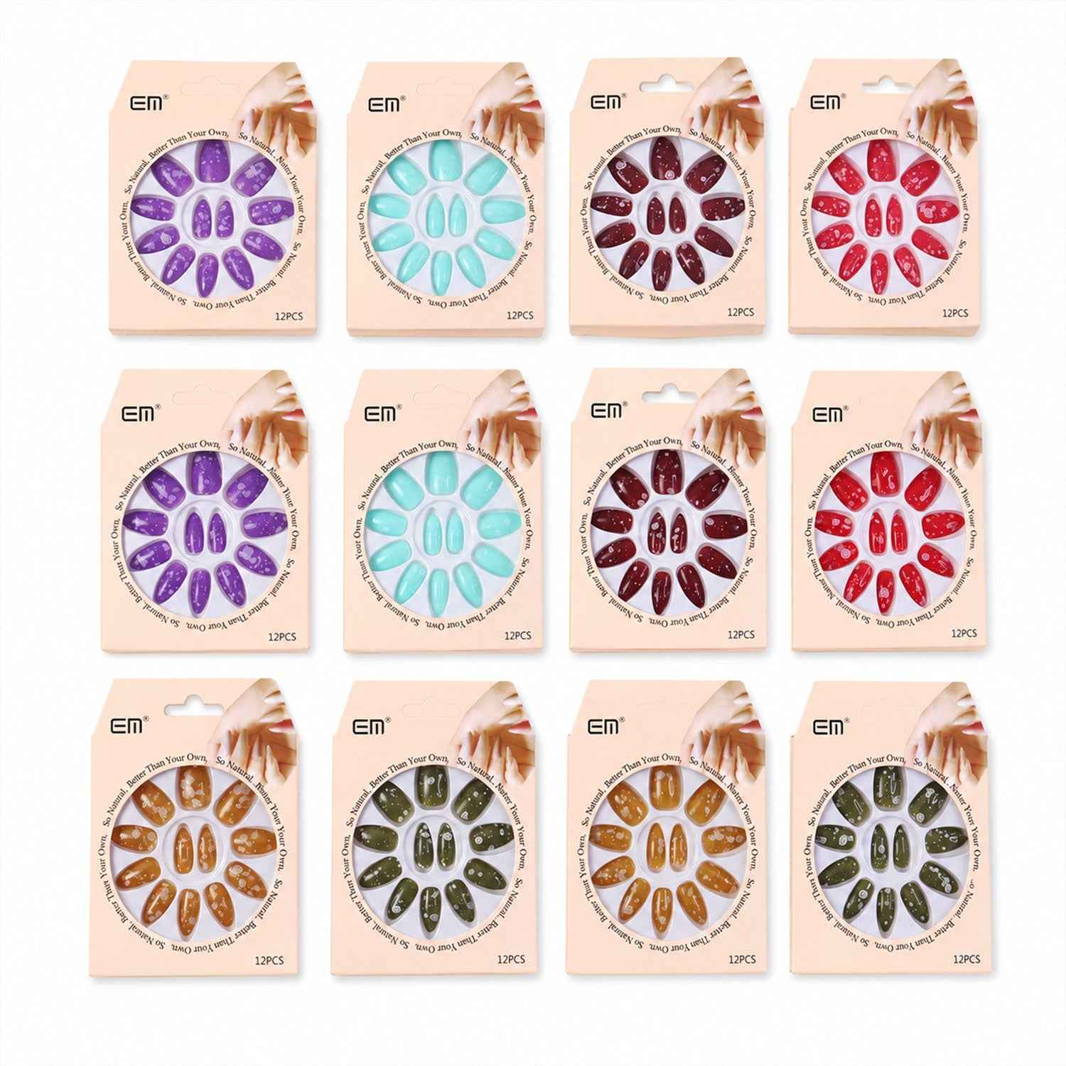 Long Coffin Press-On Nails – Premium 3D Embellished Design