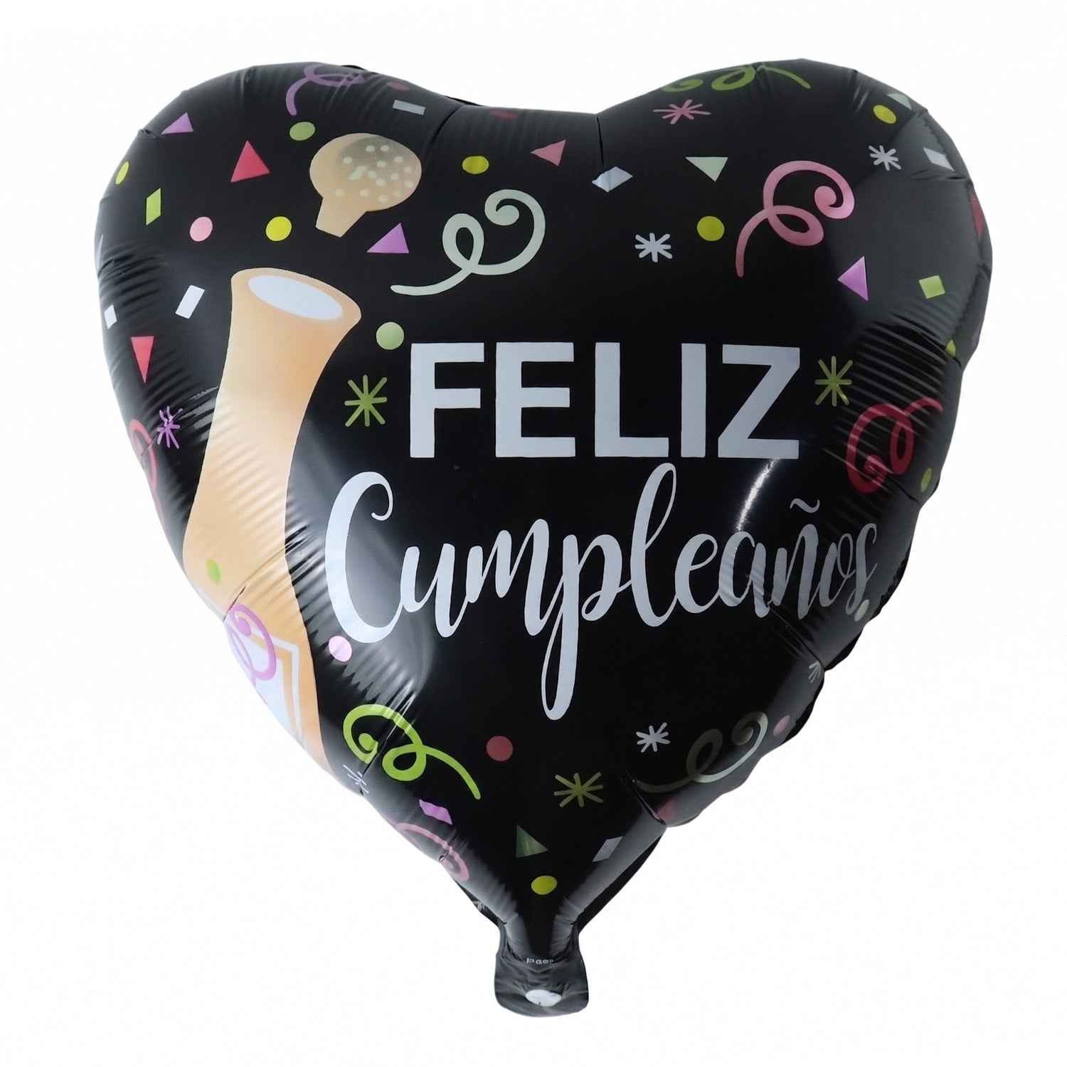 Black Heart Feliz Cumplea–os Foil Balloon Ð Bright Party Decor