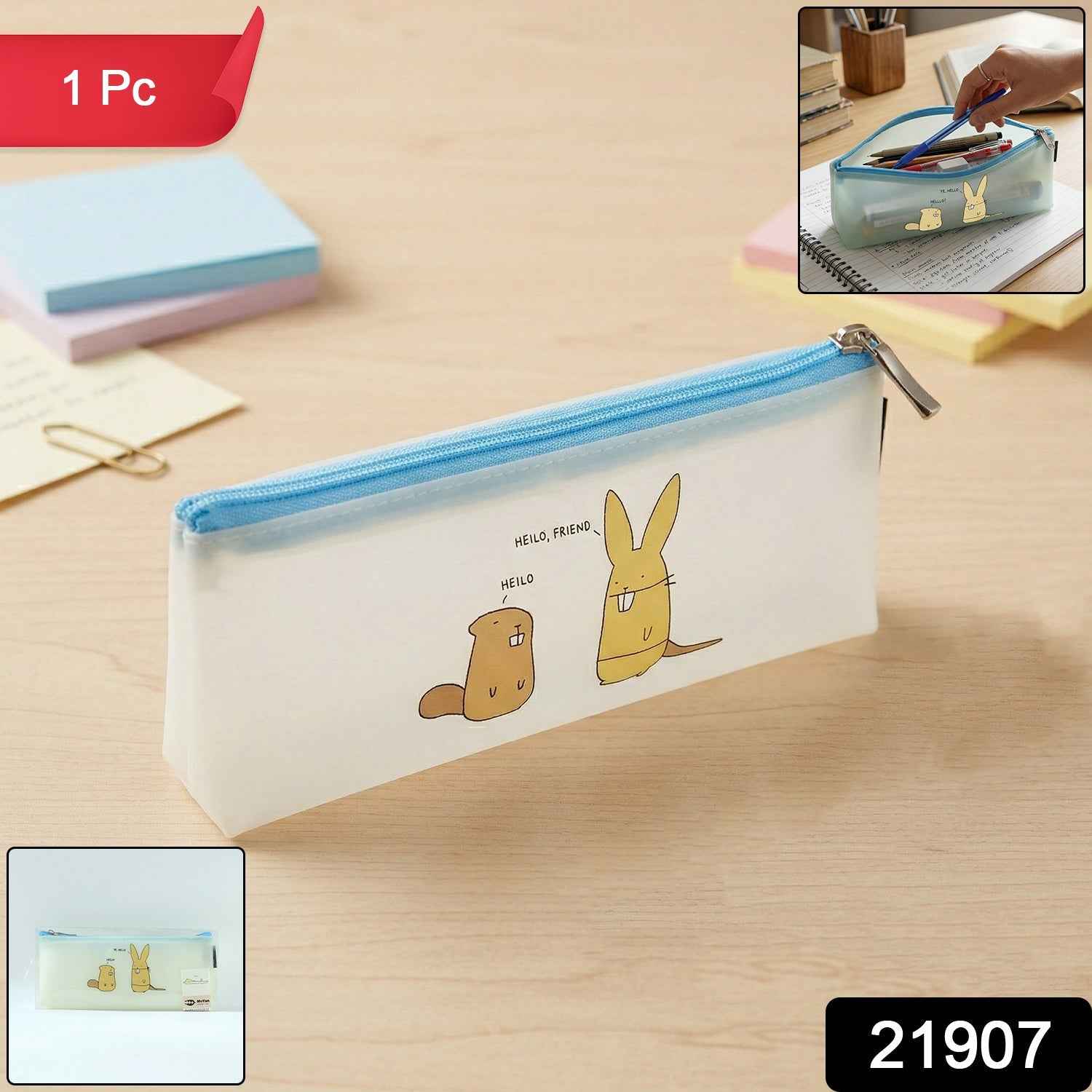 Cute Cartoon Transparent Pencil Pouch – Waterproof & Stylish Organizer