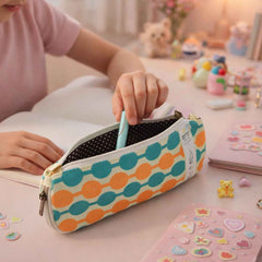 Stylish Multi-Color Geometric Printed Pencil Pouch – Durable & Compact