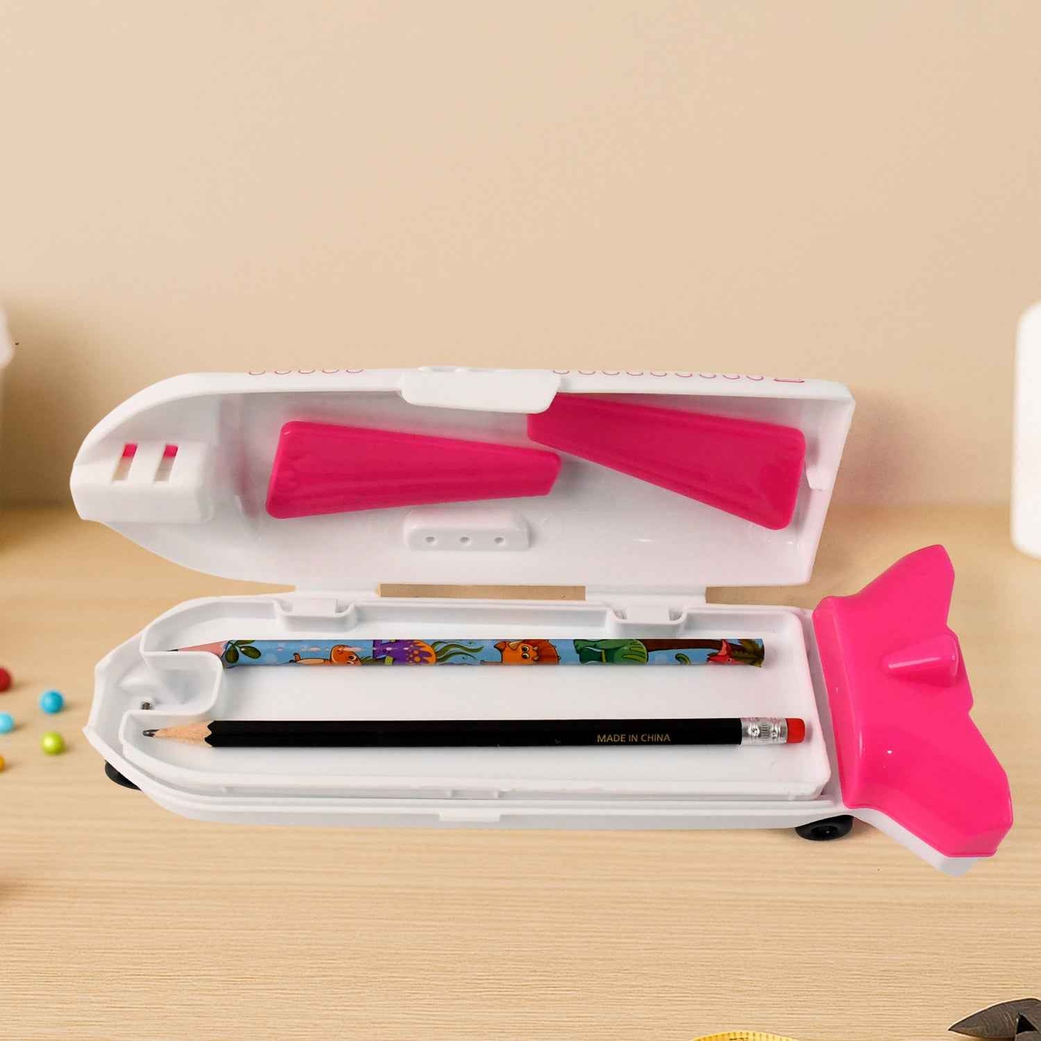 Airplane Pencil Box – LED Light & Sharpener | Deskrova