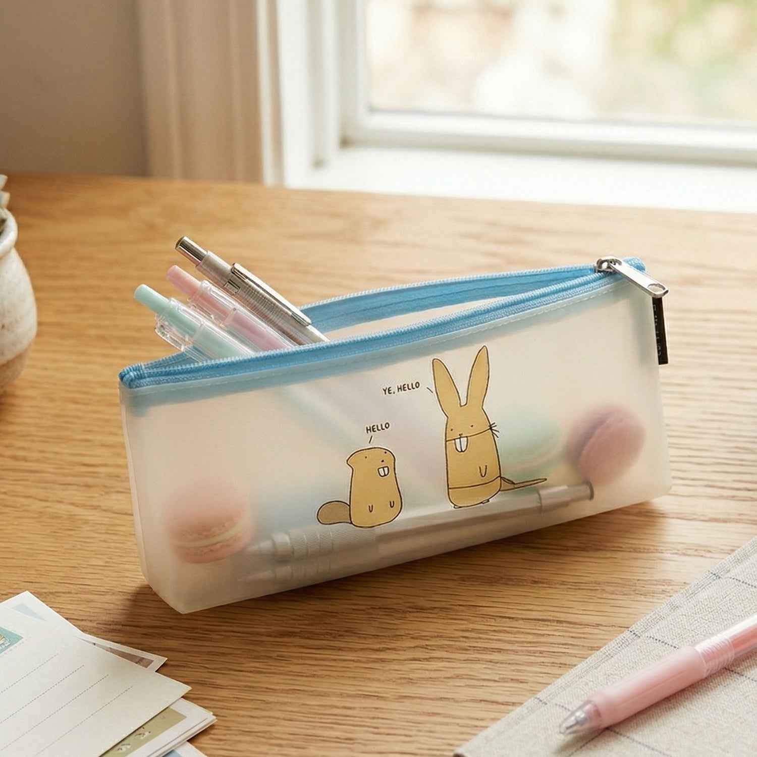 Cute Cartoon Transparent Pencil Pouch – Waterproof & Stylish Organizer
