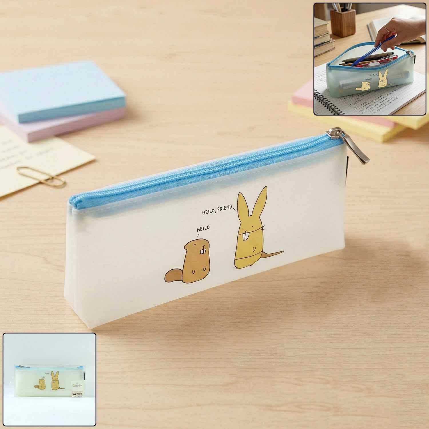 Cute Cartoon Transparent Pencil Pouch – Waterproof & Stylish Organizer