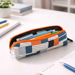 Designer Fabric Zipper Pencil Pouch – Compact & Stylish Organizer