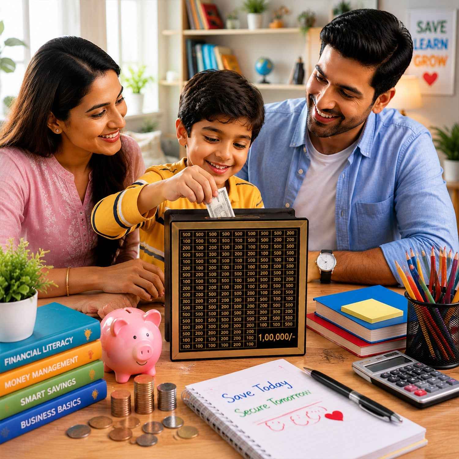 Wooden Piggy Bank – Carved Money Box for Kids Savings
