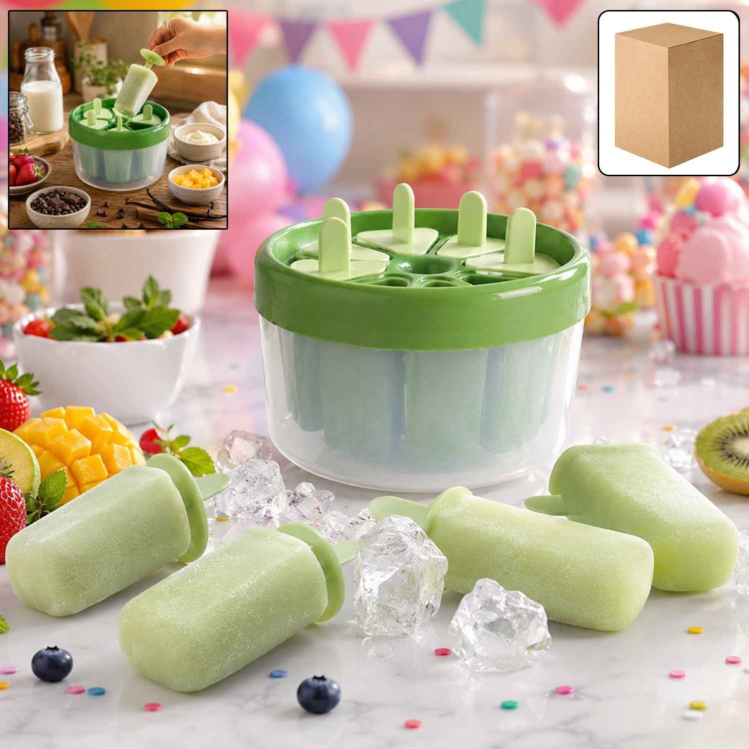 Plastic Ice Candy Popsicle Maker Ð 8 Molds for Homemade Treats
