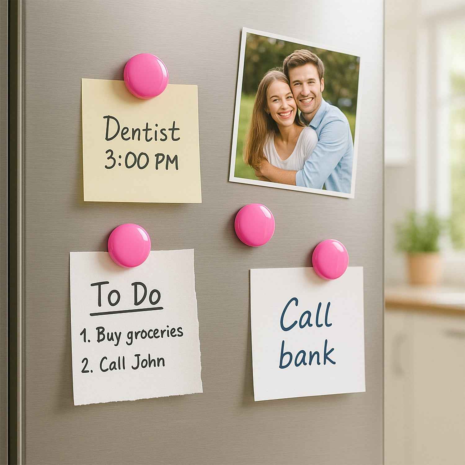 Round Fridge Magnets – Strong Grip, Scratch-Safe Buttons (4 Pcs)