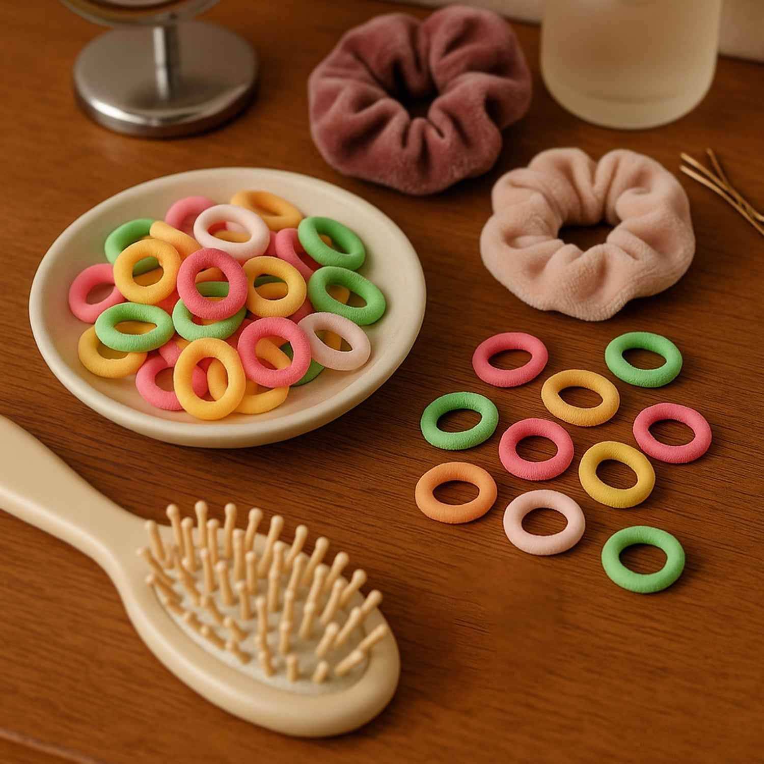 Soft Elastic Hair Bands for Kids – 100-Pack Colorful No-Metal Hair Ties
