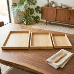 Wooden Finish Multipurpose Serving Tray Set Ð Stylish & Durable