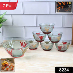 Glass Dessert Bowl Set – 7 Pc Rose Design | Serve Stellar