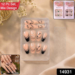 Burgundy Artificial Press-On Nails – Reusable Floral Set