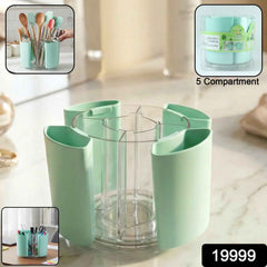 Rotating Pen Holder – 5 Compartment Desk Organizer Stand