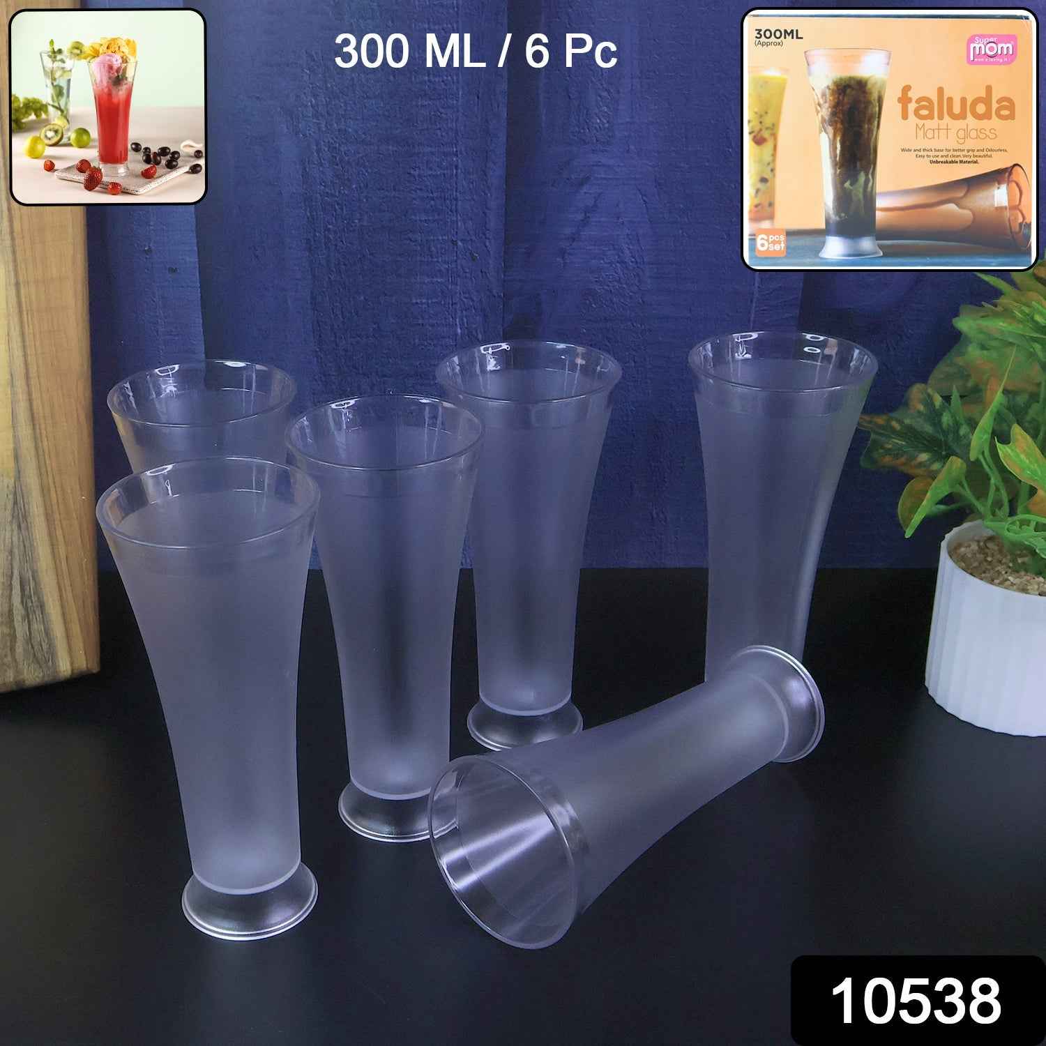 Matt Finish Plastic Glass Set – Durable 300ML 6-Piece Set