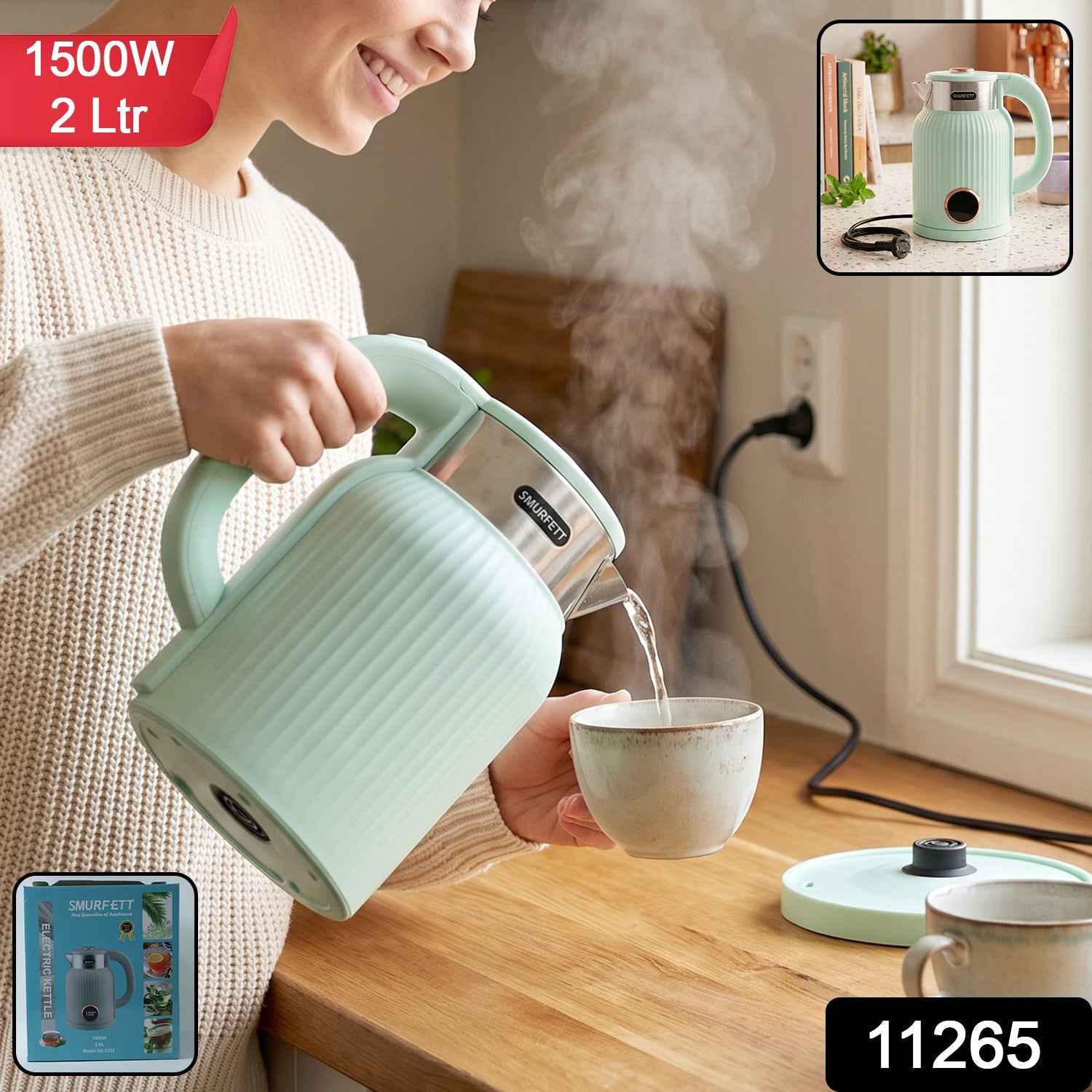 Electric Kettle 2 Litre 1500W for Tea Coffee Milk and Hot Water (1 Pc)