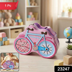 Bicycle Shape Piggy Bank Ð Colourful KidsÕ Saving Toy with Lock