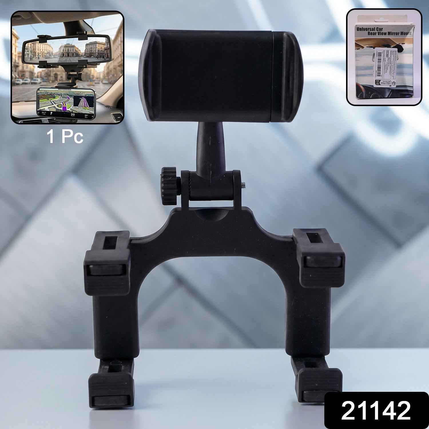360 Degree Car Rear View Mirror Mobile Phone Holder Adjustable Mount (1 Pc)