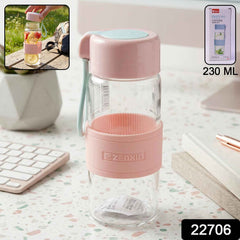 Portable Glass Water Bottle 230ml with Silicone Sleeve and Carry St...
